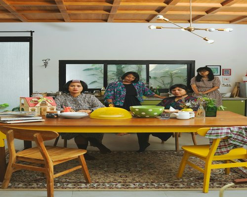 Family dining table with simple Pakistani home cooked food